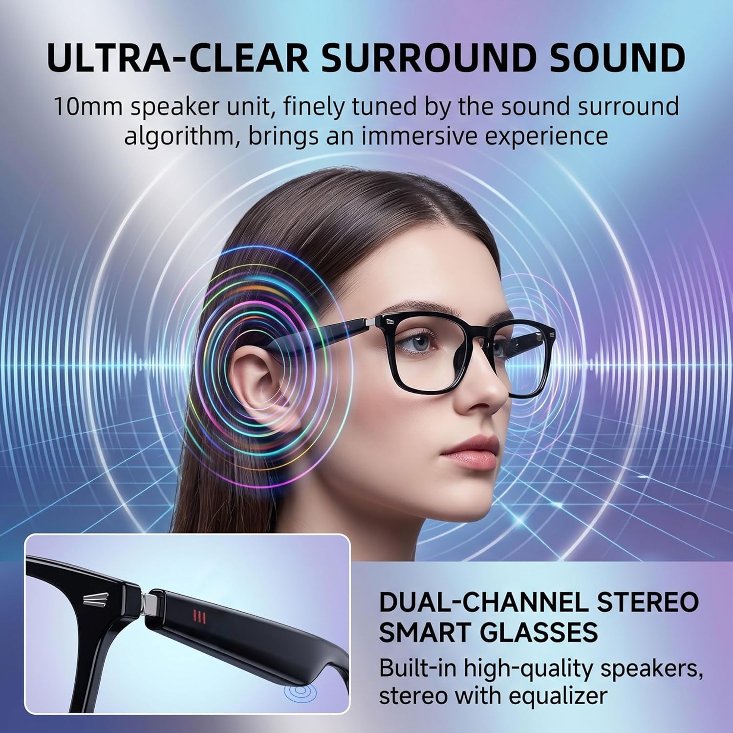 AI Smart Wireless Bluetooth Translation Glasses for Men/Women with Speakers/Bluetooth&140+ Languages Translation Sports/Travel/Drive/Busniess (C3+Ai+Color Change Lenses+Black)