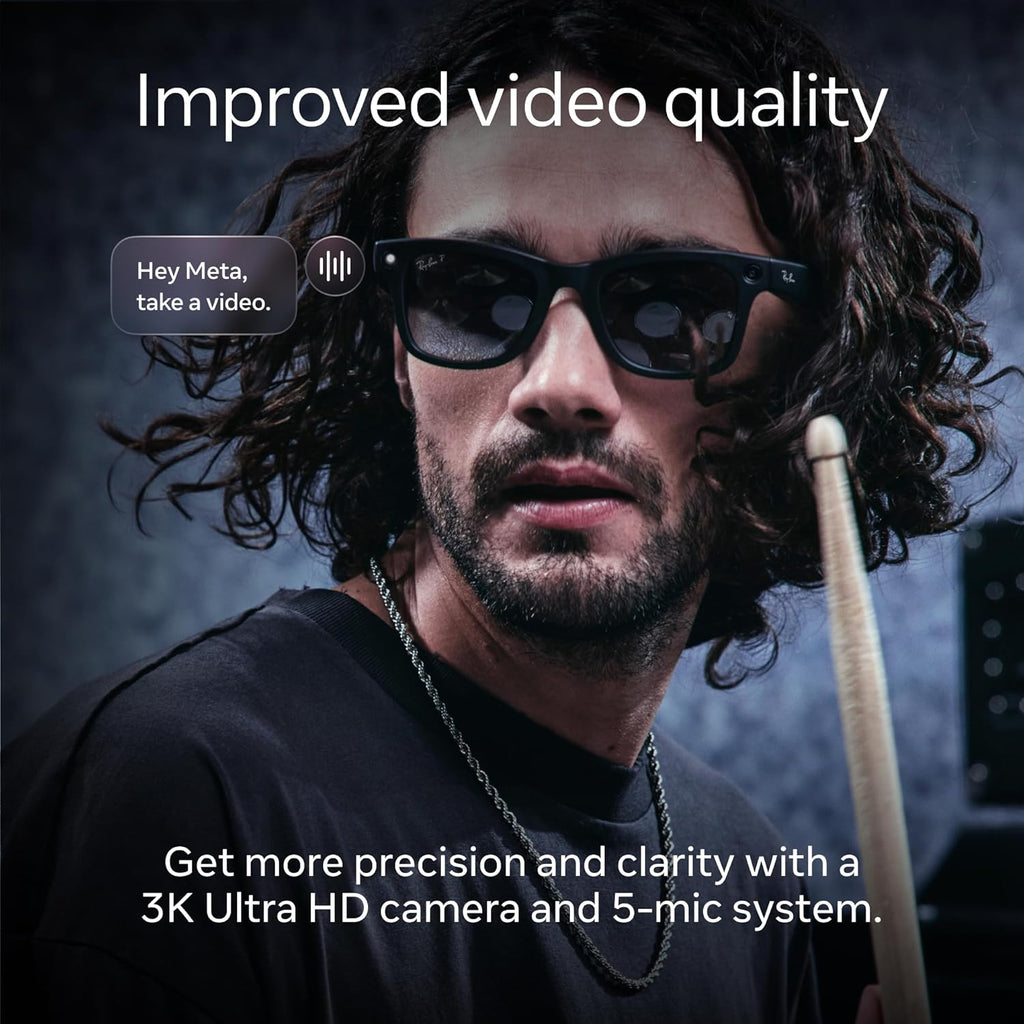 Ray-Ban Meta (Gen 2), Wayfarer, Shiny Cosmic Blue | Smart AI Glasses for Men, Women — 2X Battery Life — 3K Ultra HD Resolution — 12 MP Ultra-Wide Camera, Audio, Video — Transitions® Sapphire Lenses