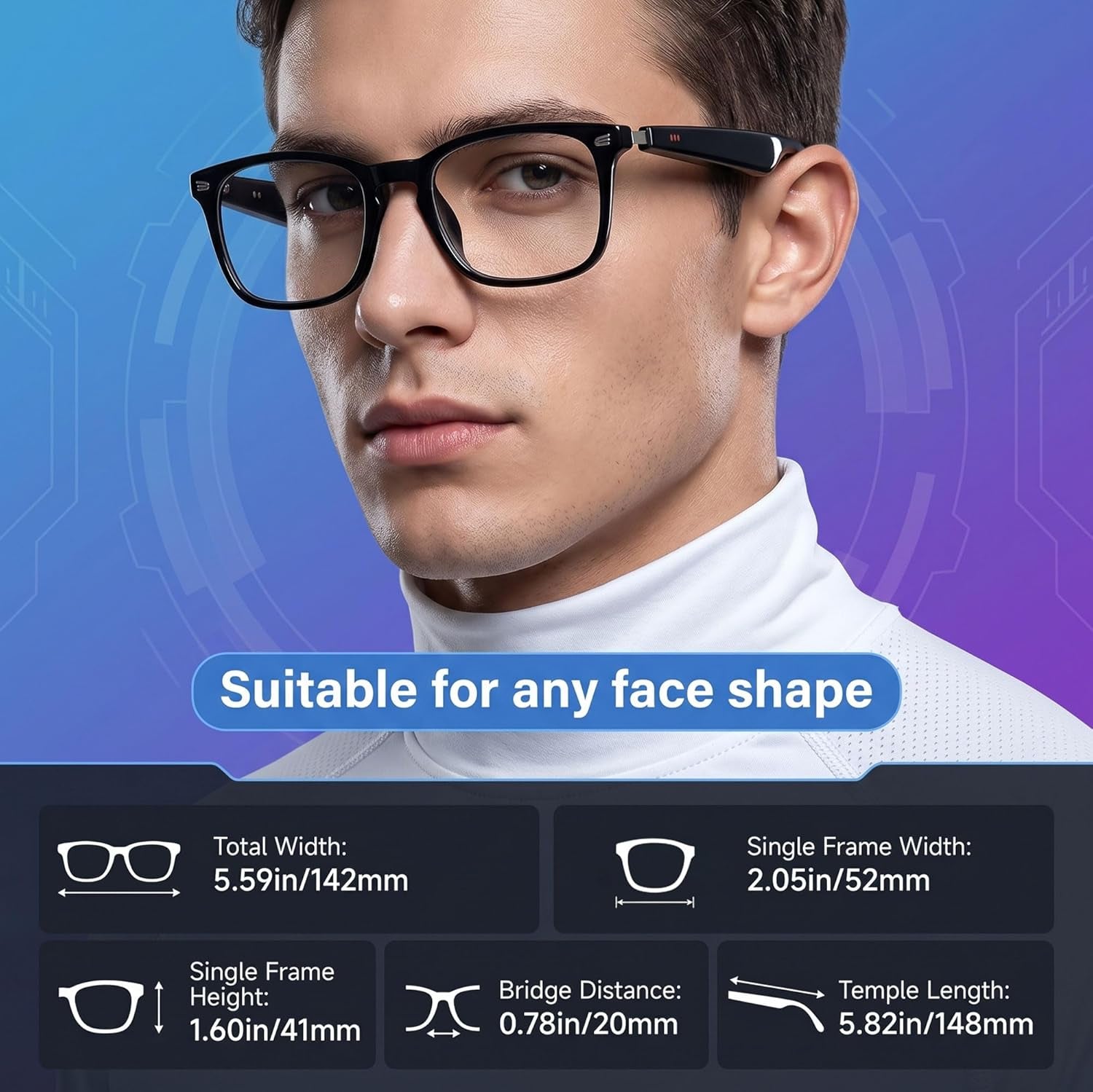AI Smart Wireless Bluetooth Translation Glasses for Men/Women with Speakers/Bluetooth&140+ Languages Translation Sports/Travel/Drive/Busniess (C3+Ai+Color Change Lenses+Black)