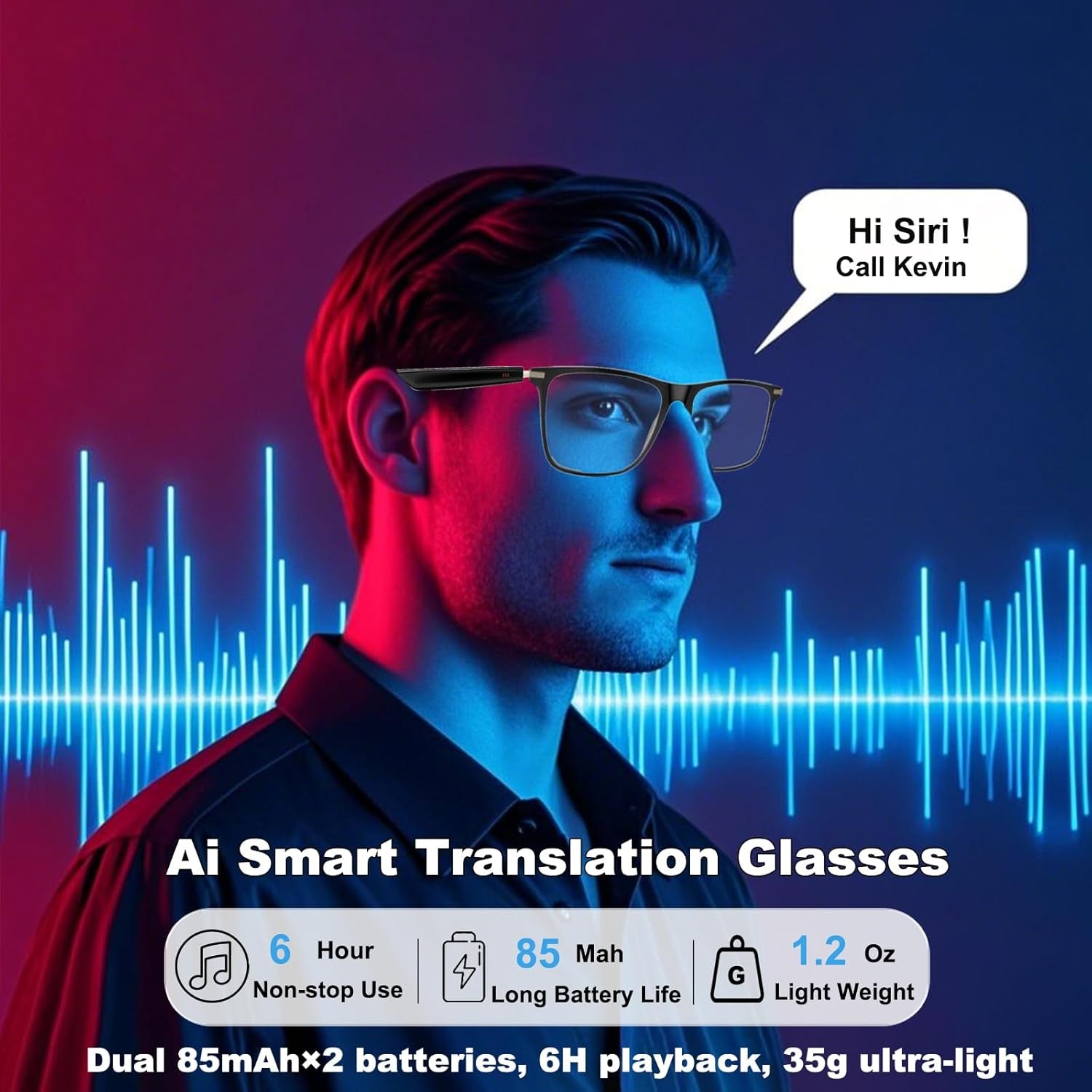 Ai Translation Smart Glasses with Chat GPT Bluetooth for Men Women with 164 Language Color-Change Lens Clear Headphone with Speaker Sunglasses, Travel Meeting Trade Business