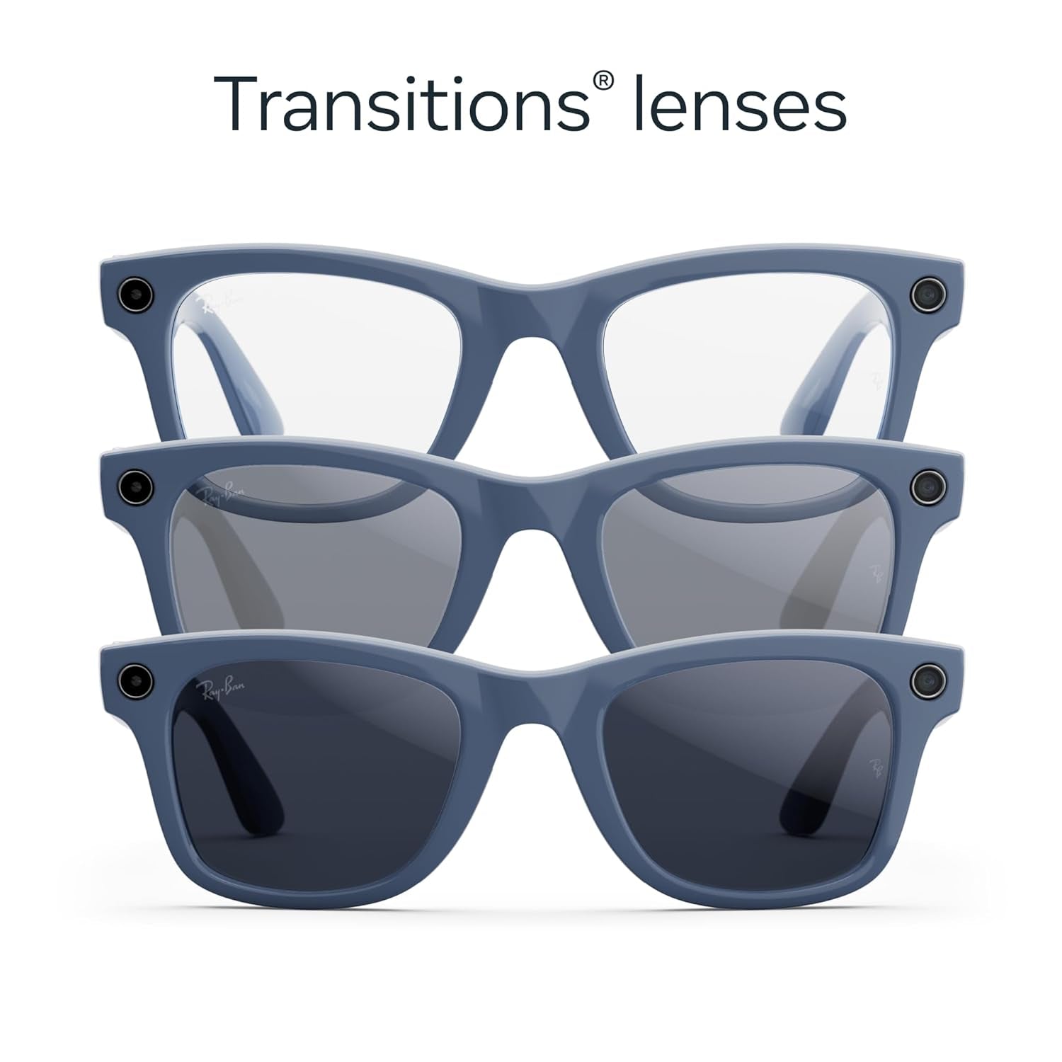 Ray-Ban Meta (Gen 2), Wayfarer, Shiny Cosmic Blue | Smart AI Glasses for Men, Women — 2X Battery Life — 3K Ultra HD Resolution — 12 MP Ultra-Wide Camera, Audio, Video — Transitions® Sapphire Lenses