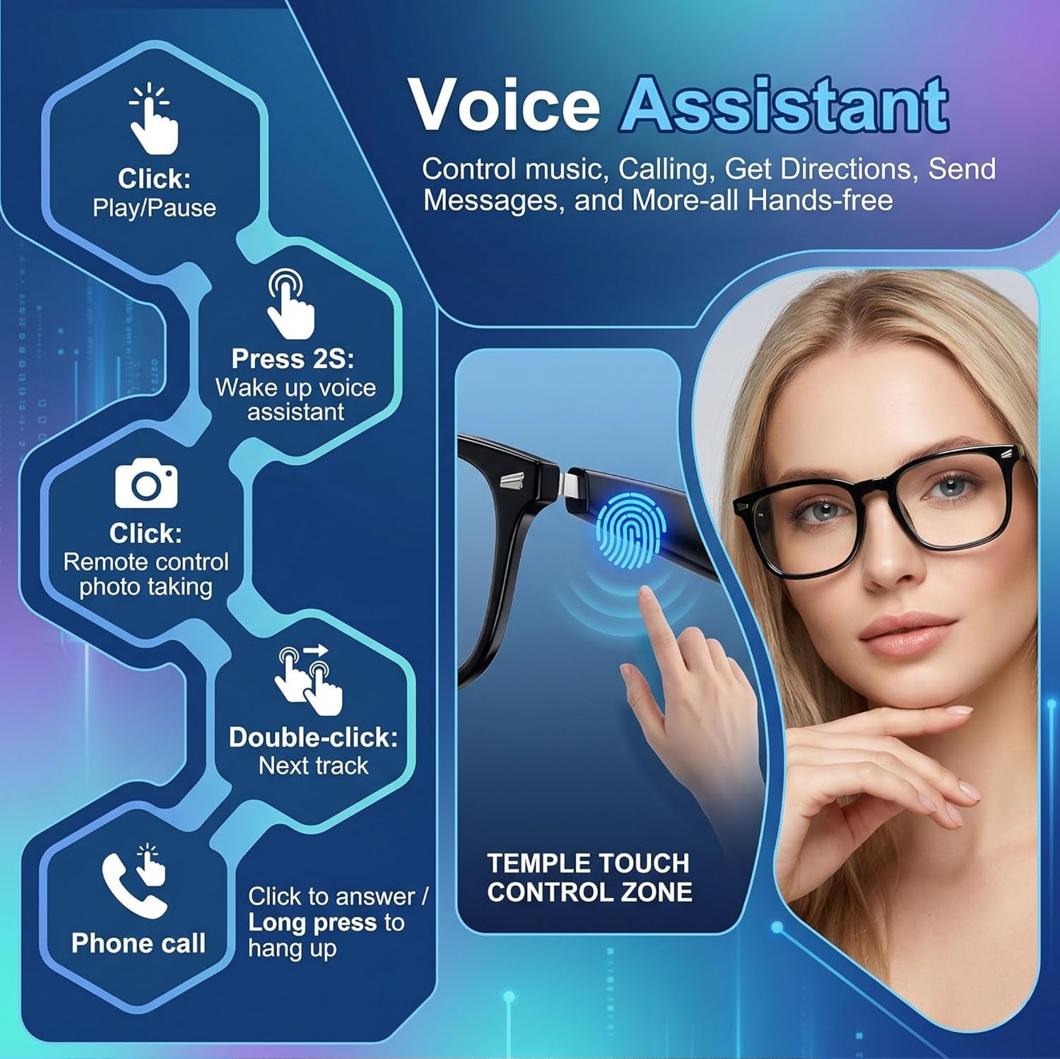 AI Smart Wireless Bluetooth Translation Glasses for Men/Women with Speakers/Bluetooth&140+ Languages Translation Sports/Travel/Drive/Busniess (C3+Ai+Color Change Lenses+Black)
