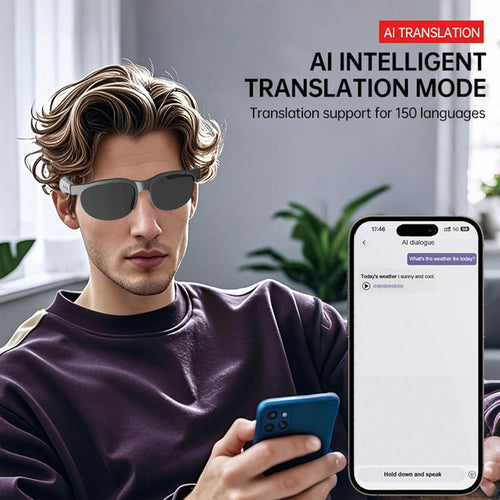 AI Smart Bluetooth Sunglasses, Audio Glasses with Speakers, Translation & Polarized UV400 Sport Glasses, Unisex Gafas Inteligentes